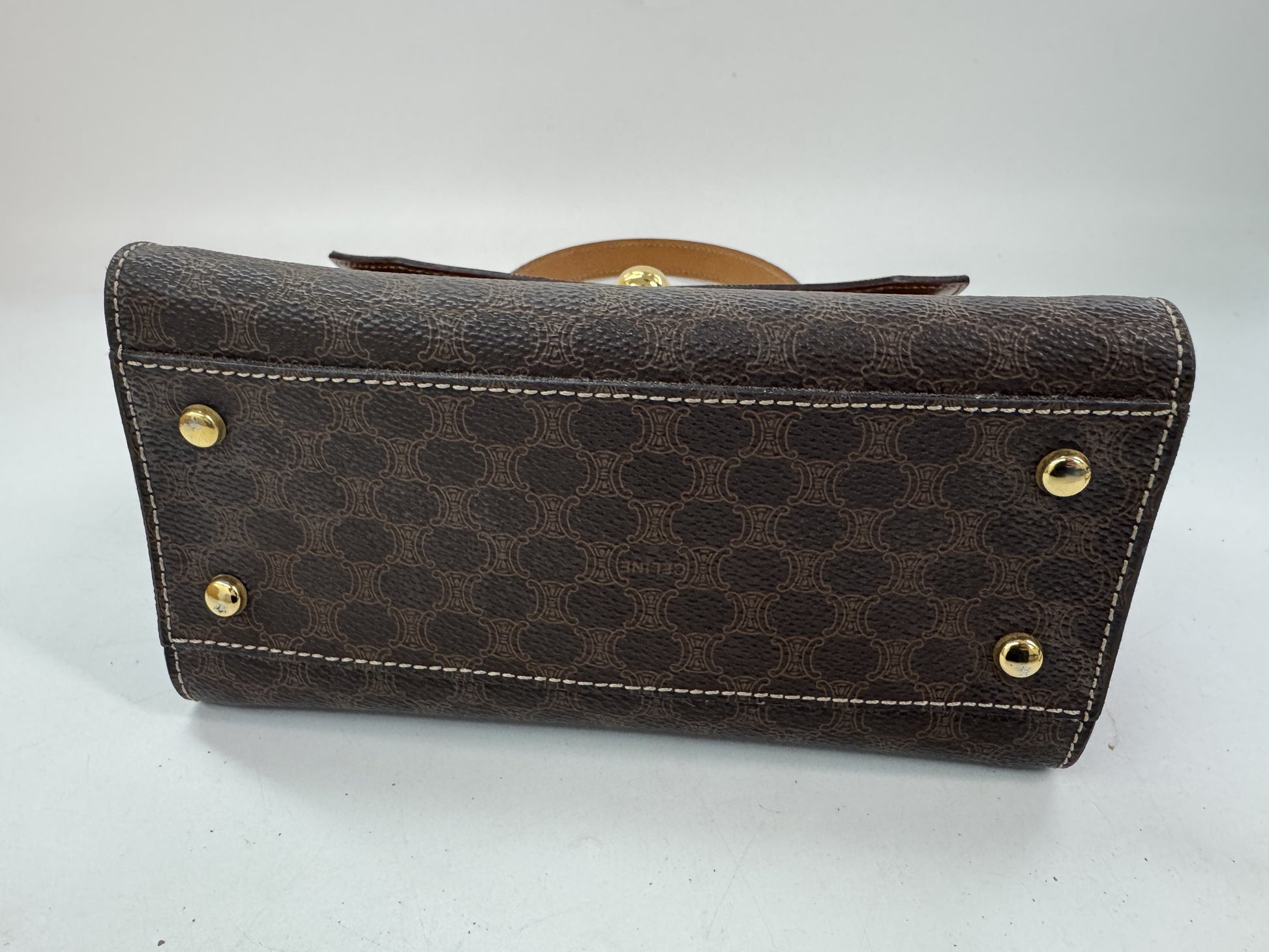 CELINE PVC Macadam 2-Way Brown Handbag