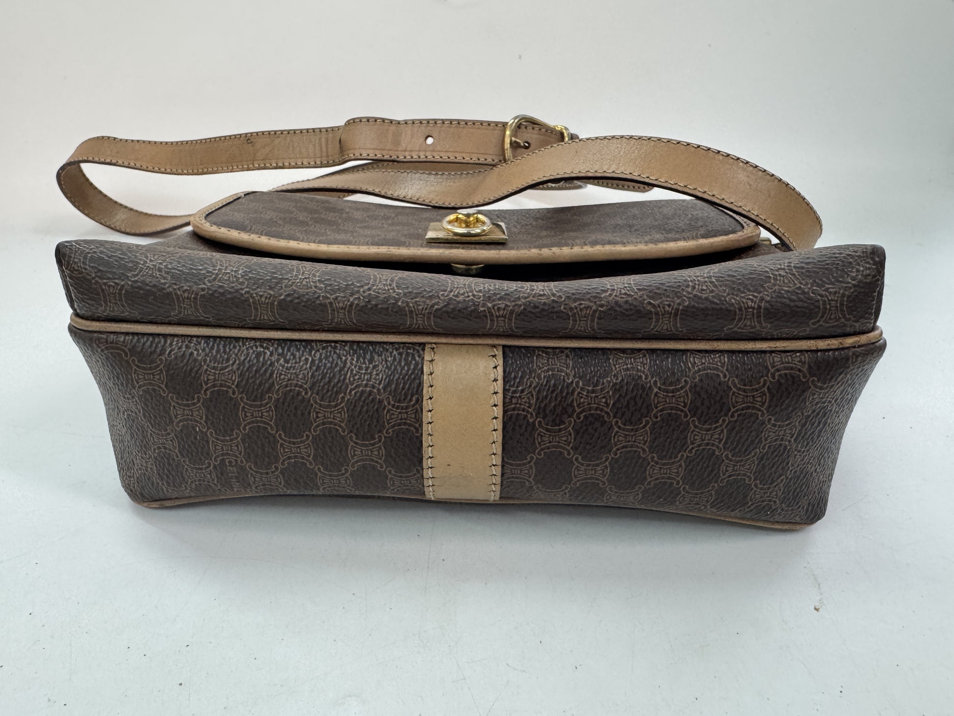 CELINE Macadam Leather Shoulder Bag