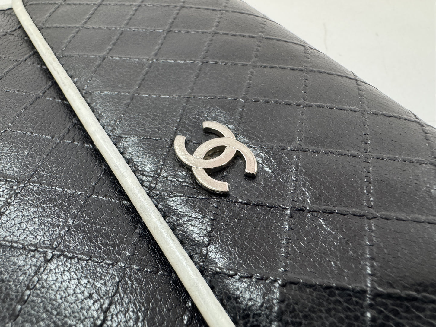 CHANEL Bicolor Caviar Tri-fold Long Wallet