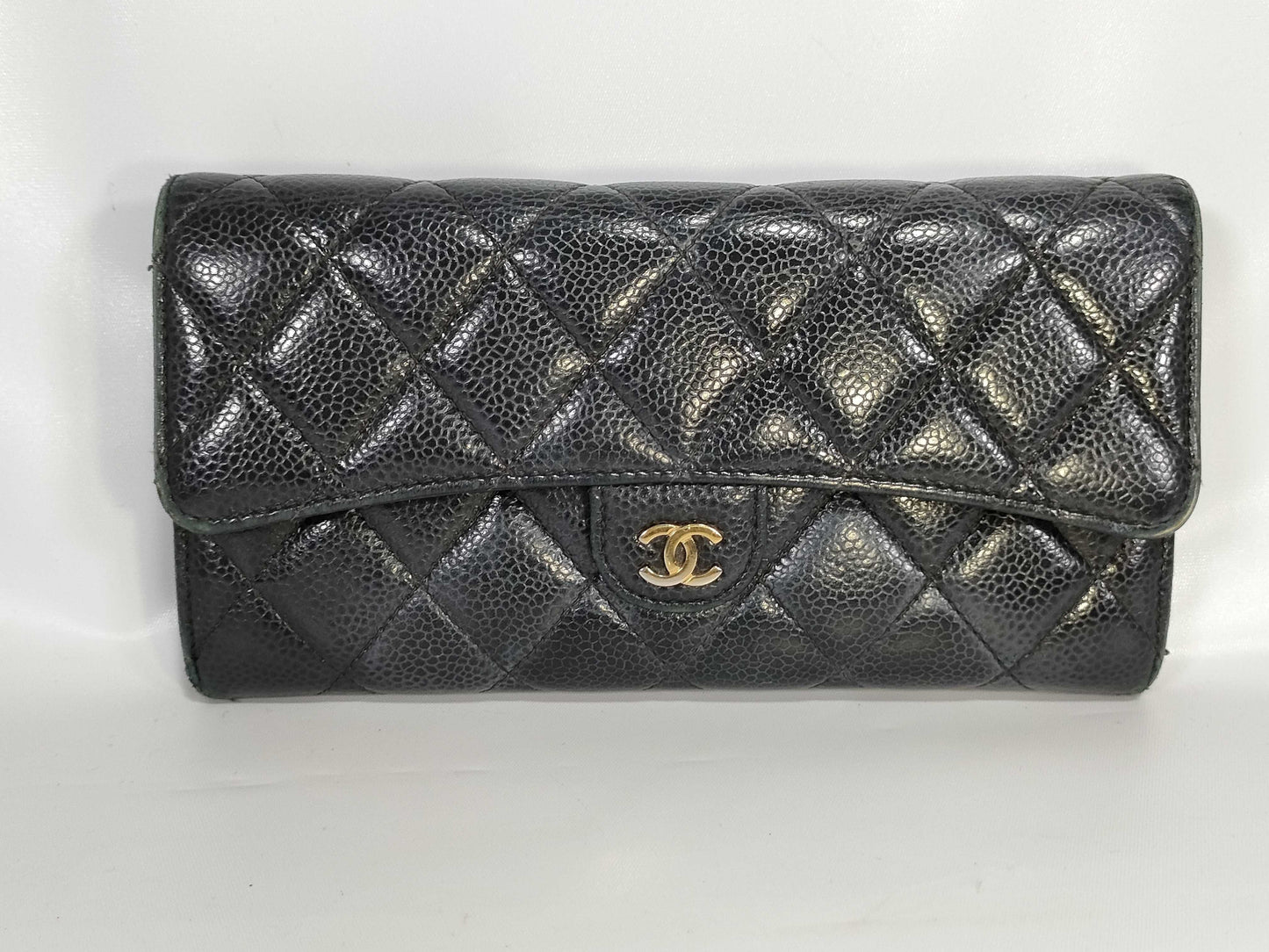 CHANEL Caviar Leather Matelasse Caviar Leather Long Wallet 25063581 Black Wallet