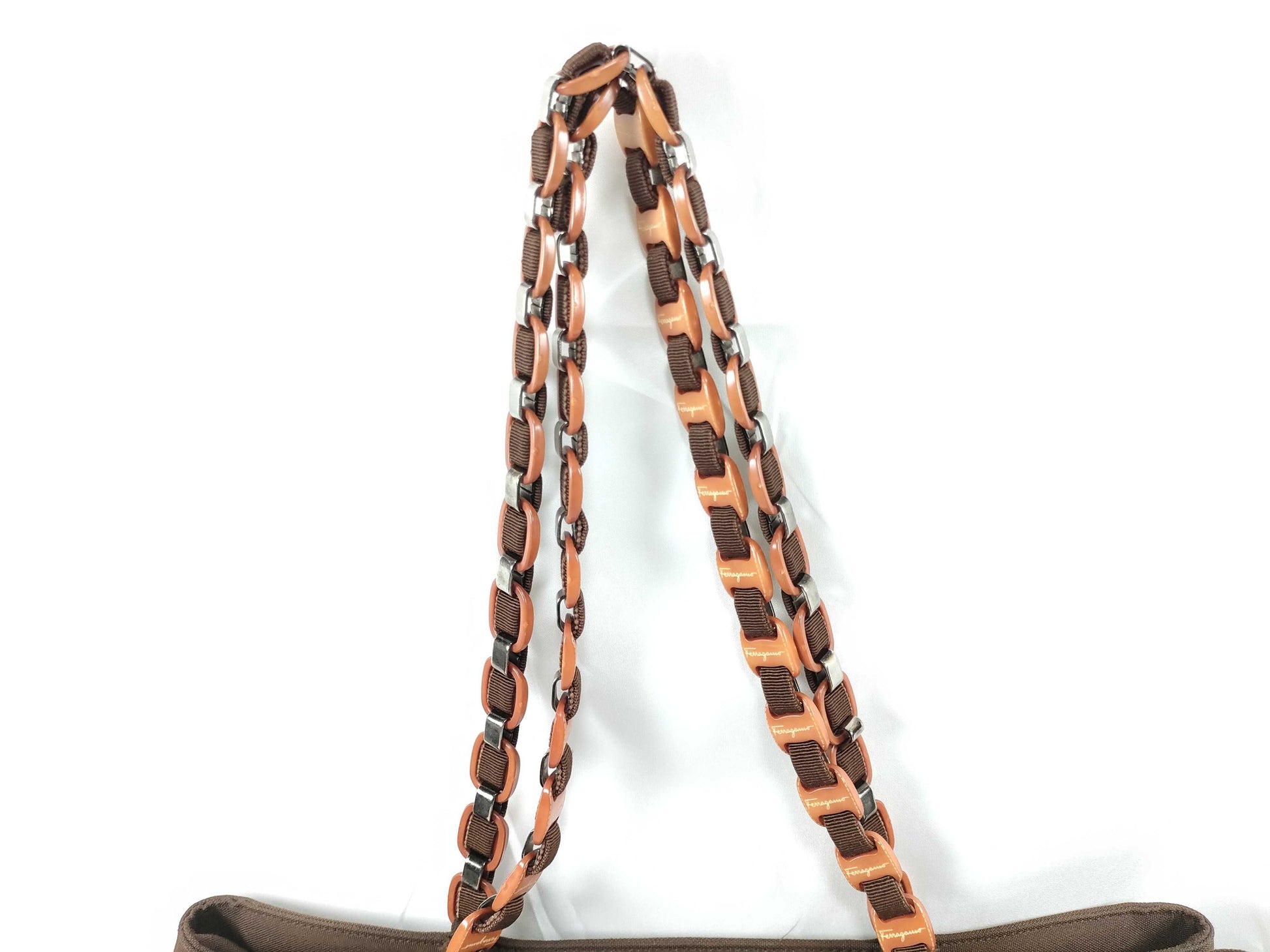 Salvatore Ferragamo Nylon Canvas Tote Bag AU-21・8230 Brown