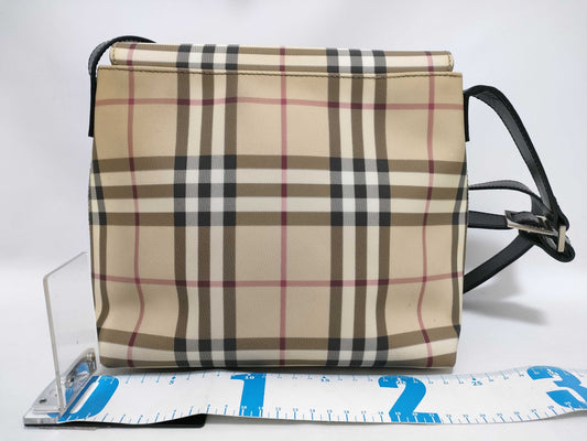 BURBERRY Nova Check PVC Shoulder Bag, Beige