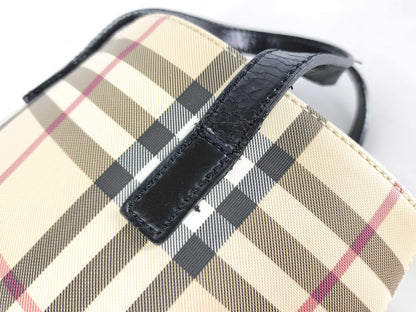 BURBERRY PVC x Leather Handbag Beige Tote Bag