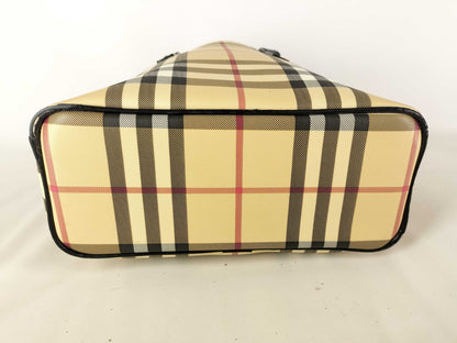 BURBERRY PVC x Leather Handbag Beige Tote Bag