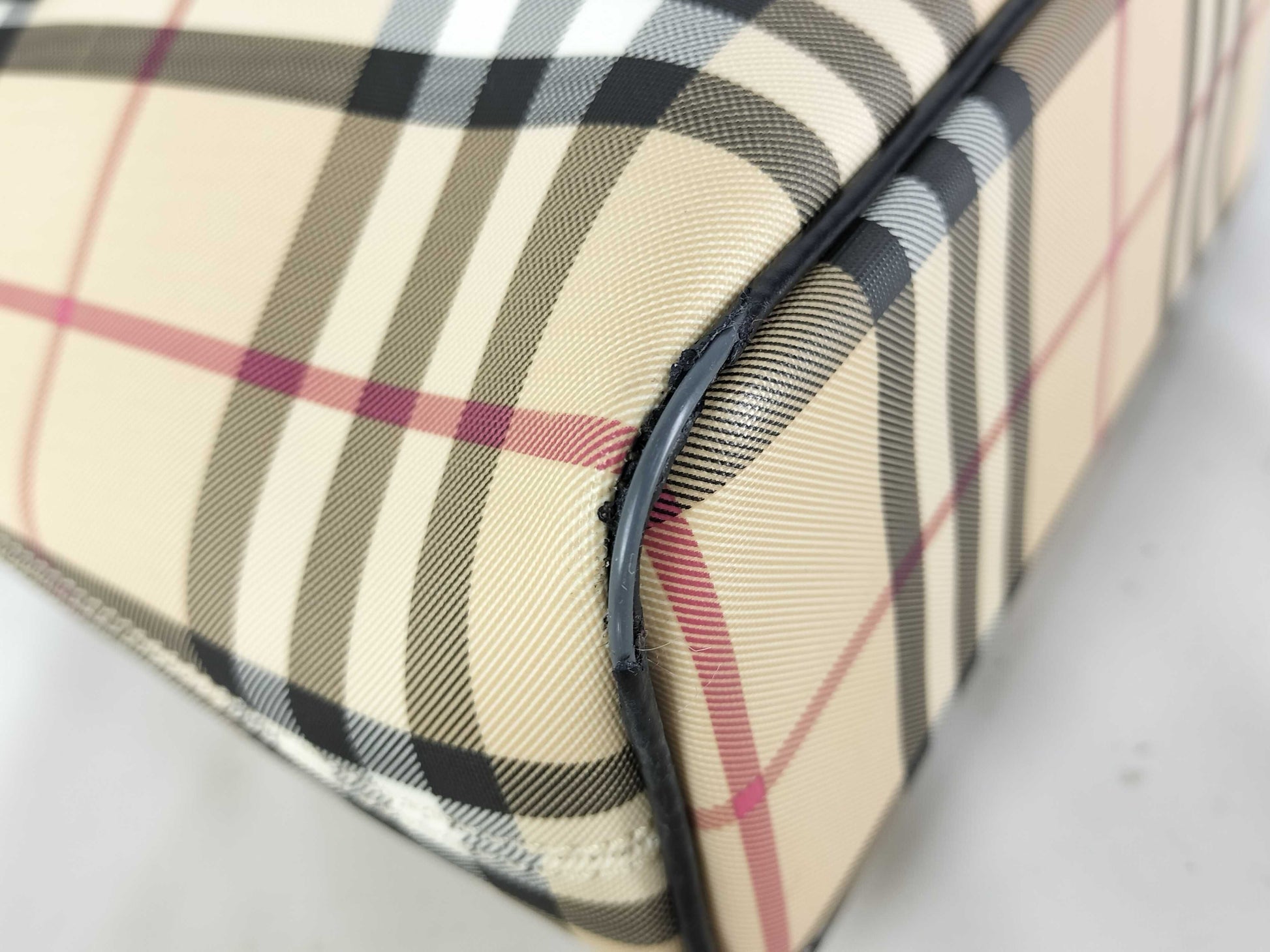 BURBERRY PVC x Leather Handbag Beige Tote Bag