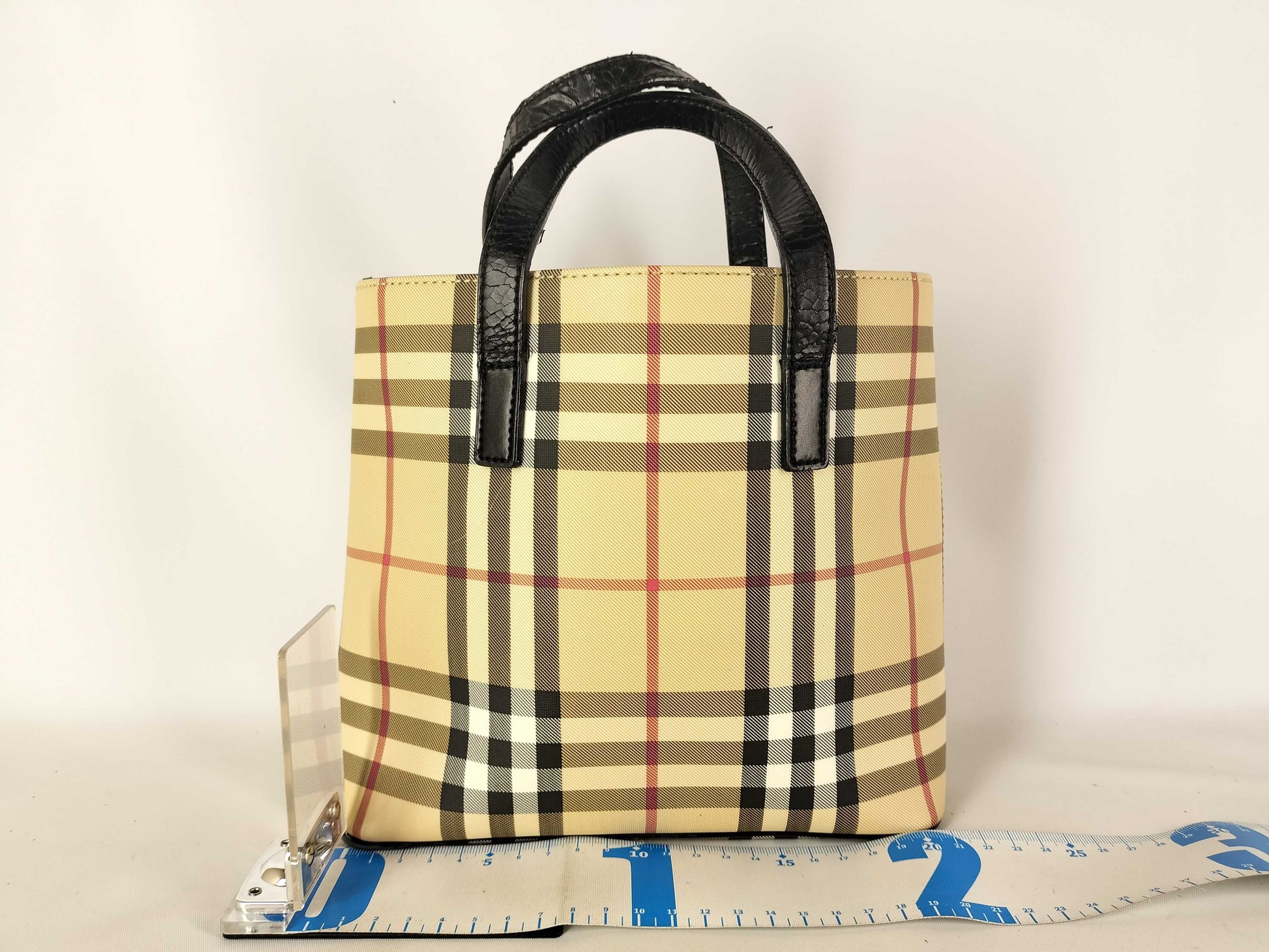 BURBERRY PVC x Leather Handbag Beige Tote Bag