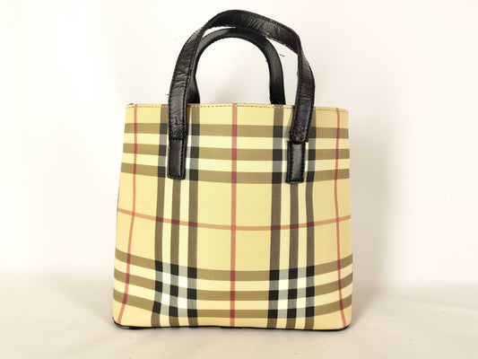 BURBERRY PVC x Leather Handbag Beige Tote Bag