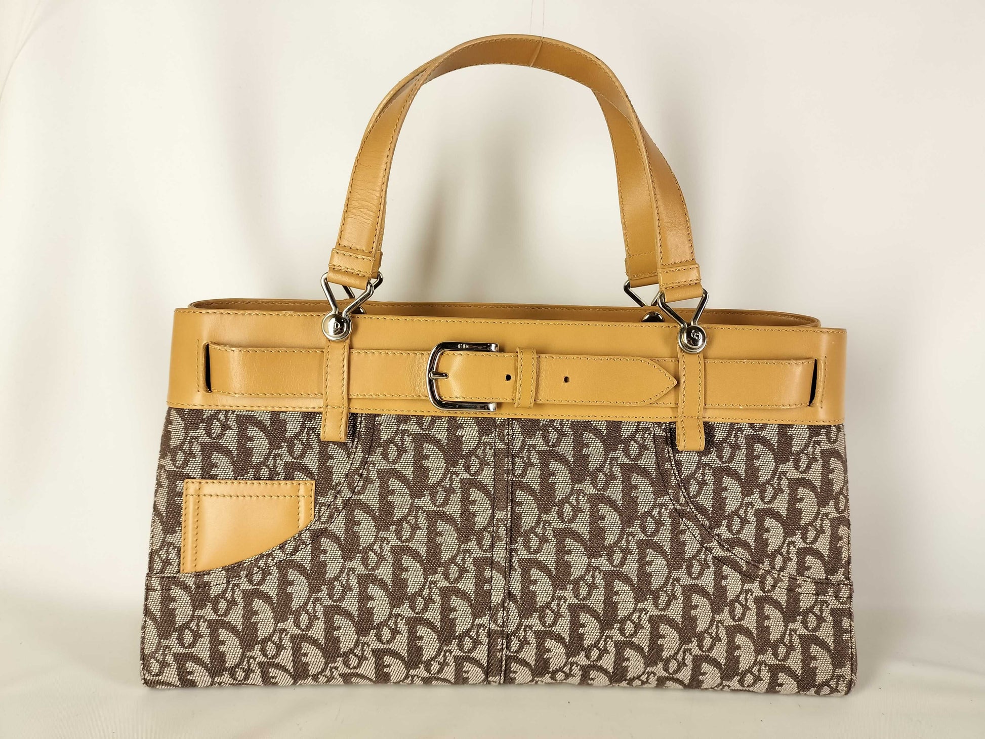 Dior Christian Dior Trotter Canvas and Leather Handbag BM-0042 Brown and Camel