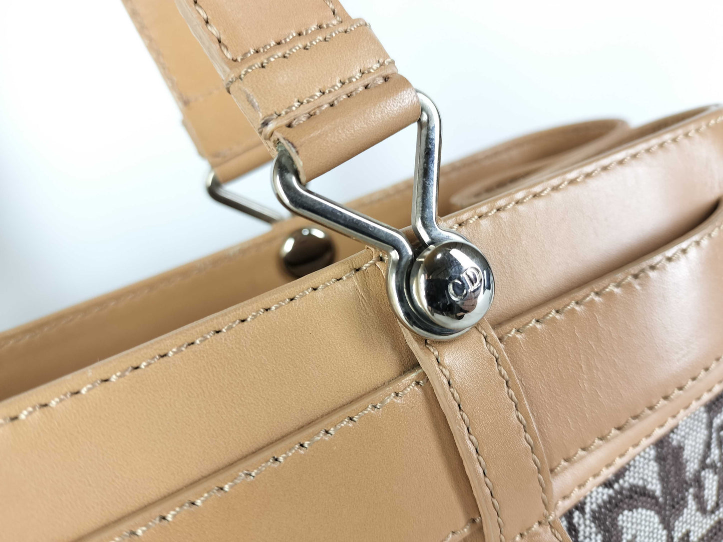 Dior Christian Dior Trotter Canvas and Leather Handbag BM-0042 Brown and Camel