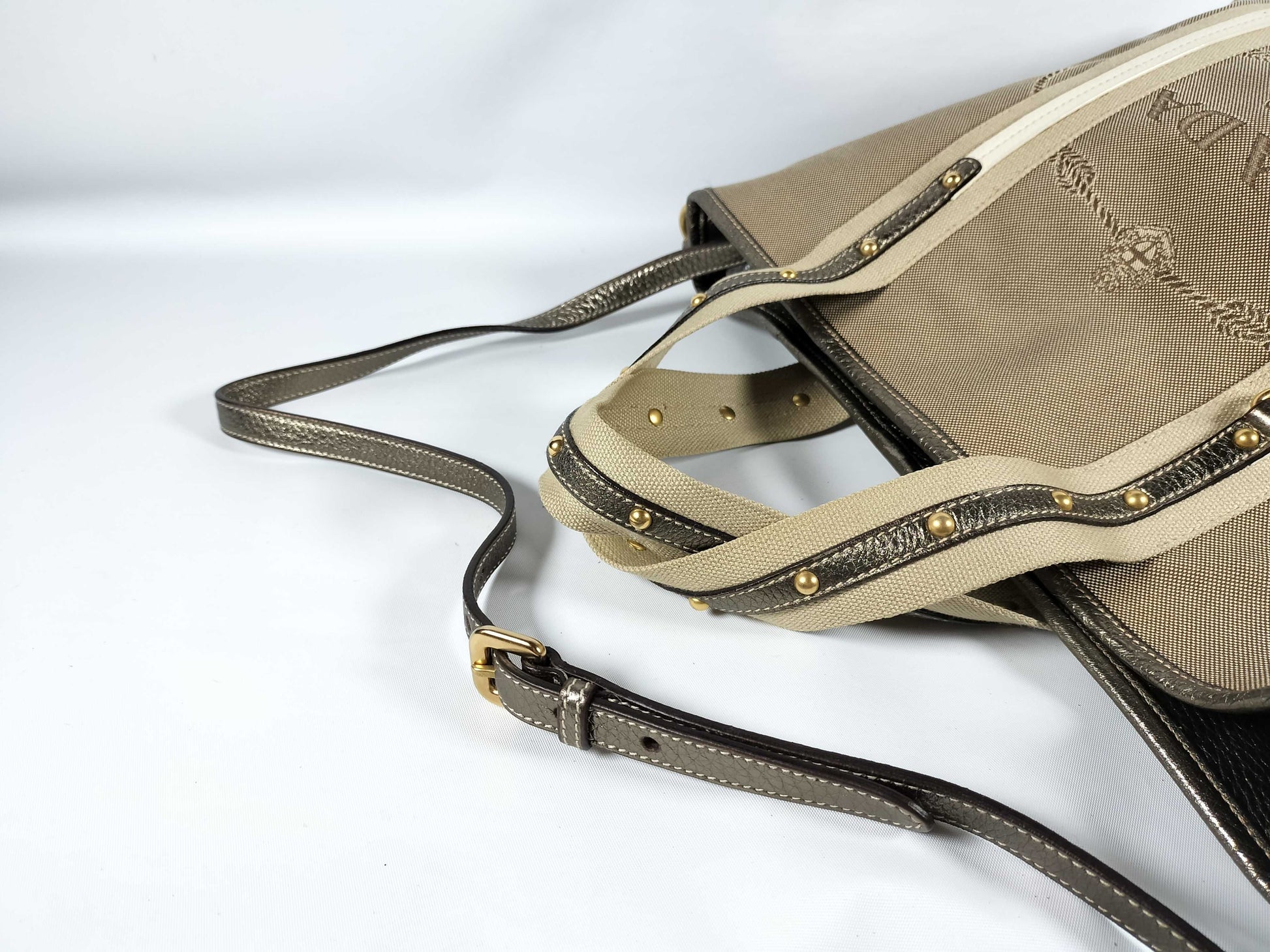 PRADA Prada Nylon Canvas 2-Way Handbag BN1452 Beige Tote Bag