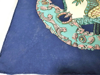 HERMES Carre 90 TOURNEZMANEGE Silk Scarf Blue Other Accessories