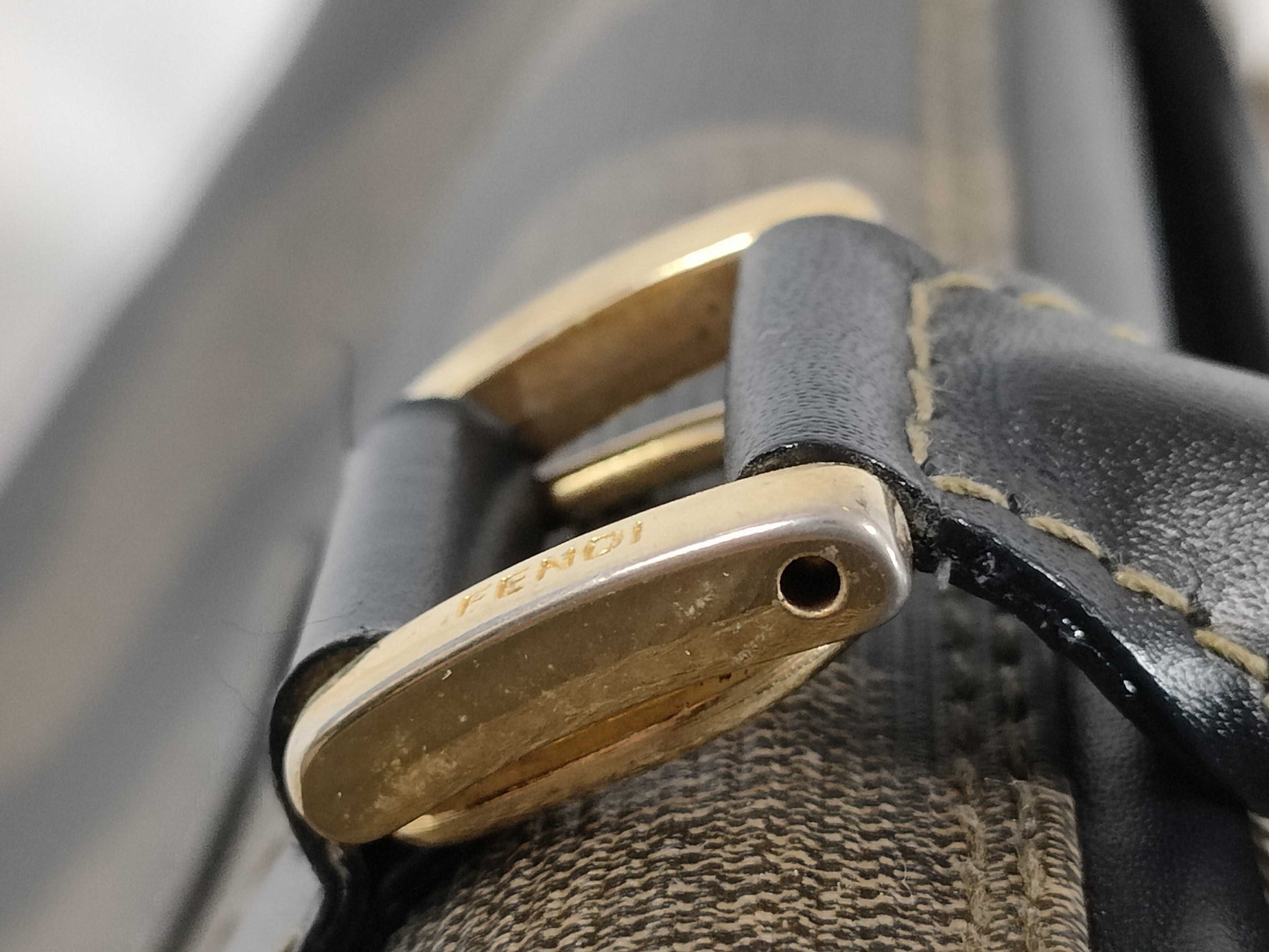 FENDI Pecan Print PVC Handbag 119259022078 Black/Khaki