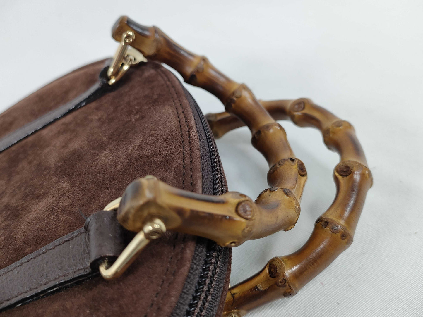 GUCCI Bamboo Suede 2-Way Shoulder Bag 039, 1705, 0701 Brown Shoulder Bag
