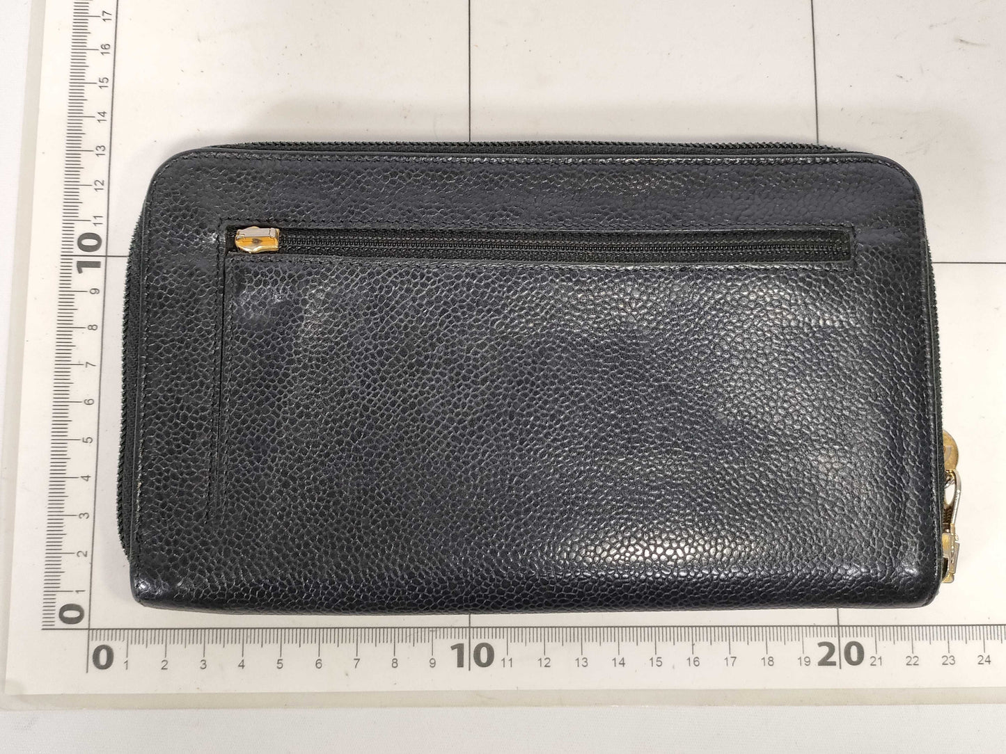 CHANEL Caviar Skin Long Wallet with Coco Mark, 3889353, Black