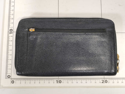 CHANEL Caviar Skin Long Wallet with Coco Mark, 3889353, Black