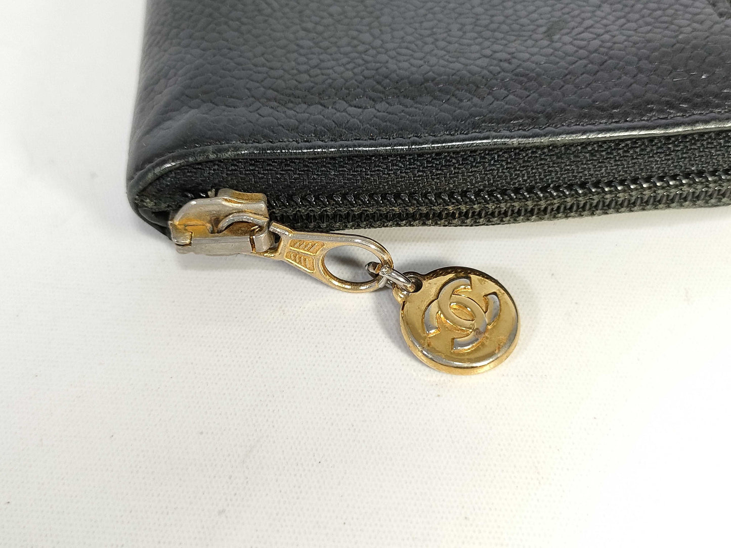 CHANEL Caviar Skin Long Wallet with Coco Mark, 3889353, Black