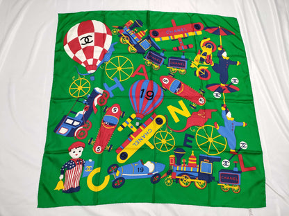 CHANEL Toys No. 5 Silk Scarf Green Scarf
