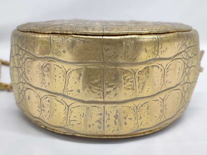 CHANEL Lamb Crocodile Embossed Shoulder Bag with Seal