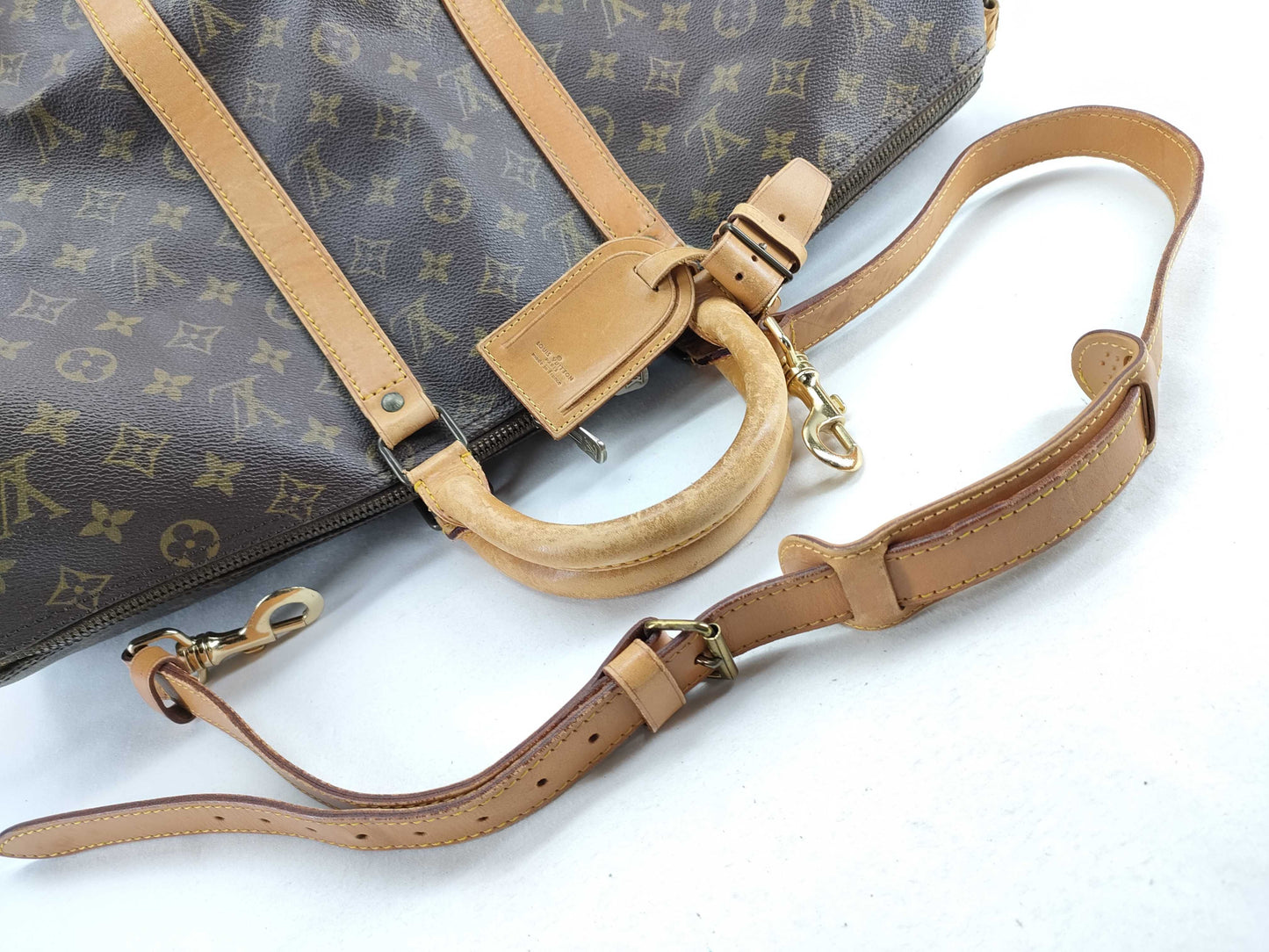 LOUIS VUITTON Monogram Keepall 50 Boston Bag with Name Tag and Engraving
