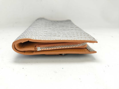 Perli Russo Crocodile Long Wallet Matte Gold Wallet