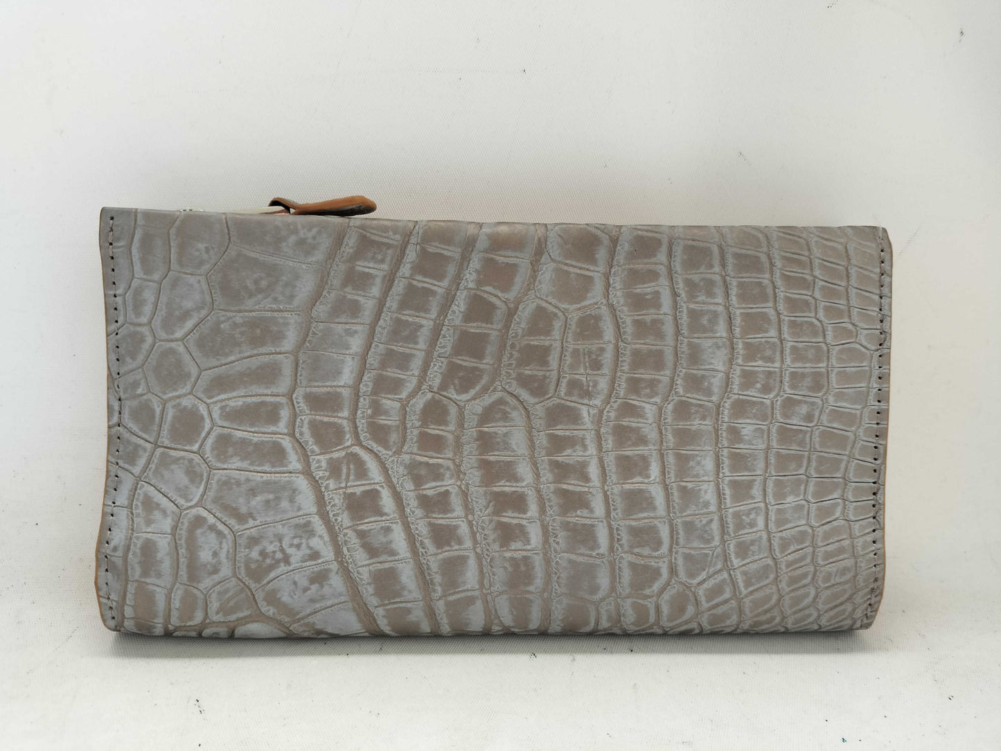 Perli Russo Crocodile Long Wallet Matte Gold Wallet