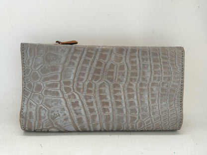 Perli Russo Crocodile Long Wallet Matte Gold Wallet