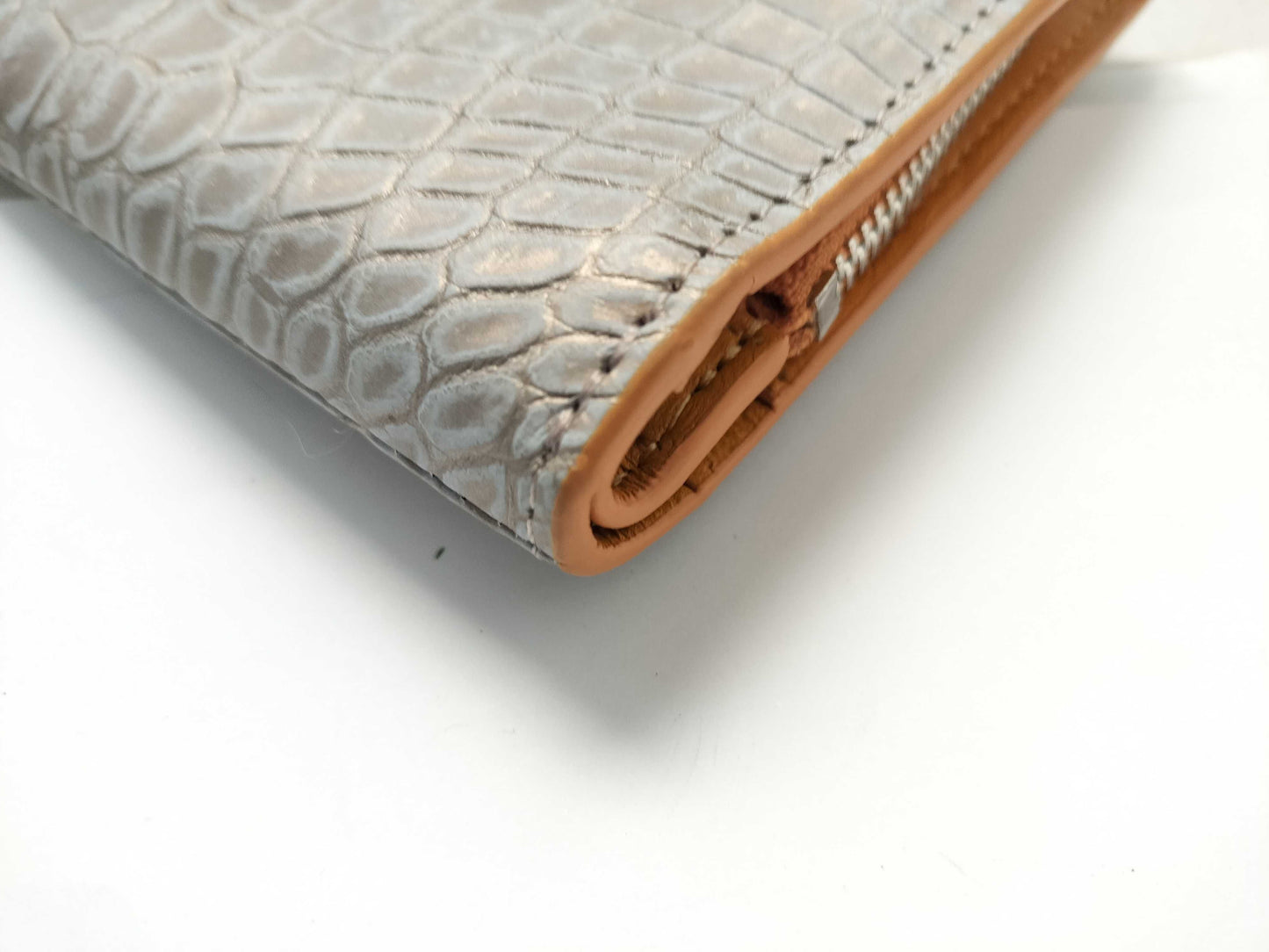 Perli Russo Crocodile Long Wallet Matte Gold Wallet