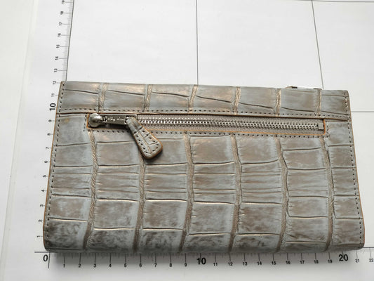 Perli Russo Crocodile Long Wallet Matte Gold Wallet