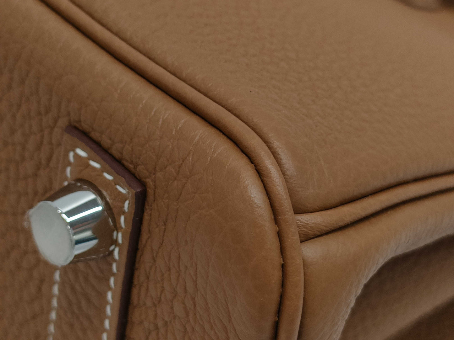 HERMES Birkin 25 Togo Gold Silver Hardware K Stamped Handbag