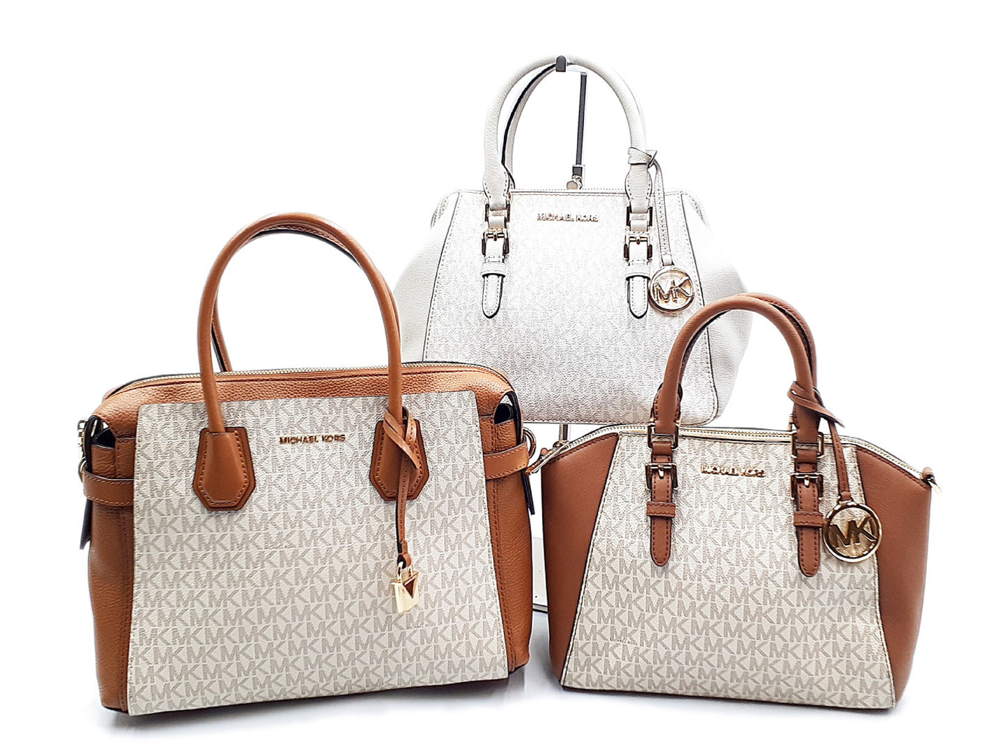 Michael Kors 3-Piece Logo Leather Handbag Set with Gold Hardware