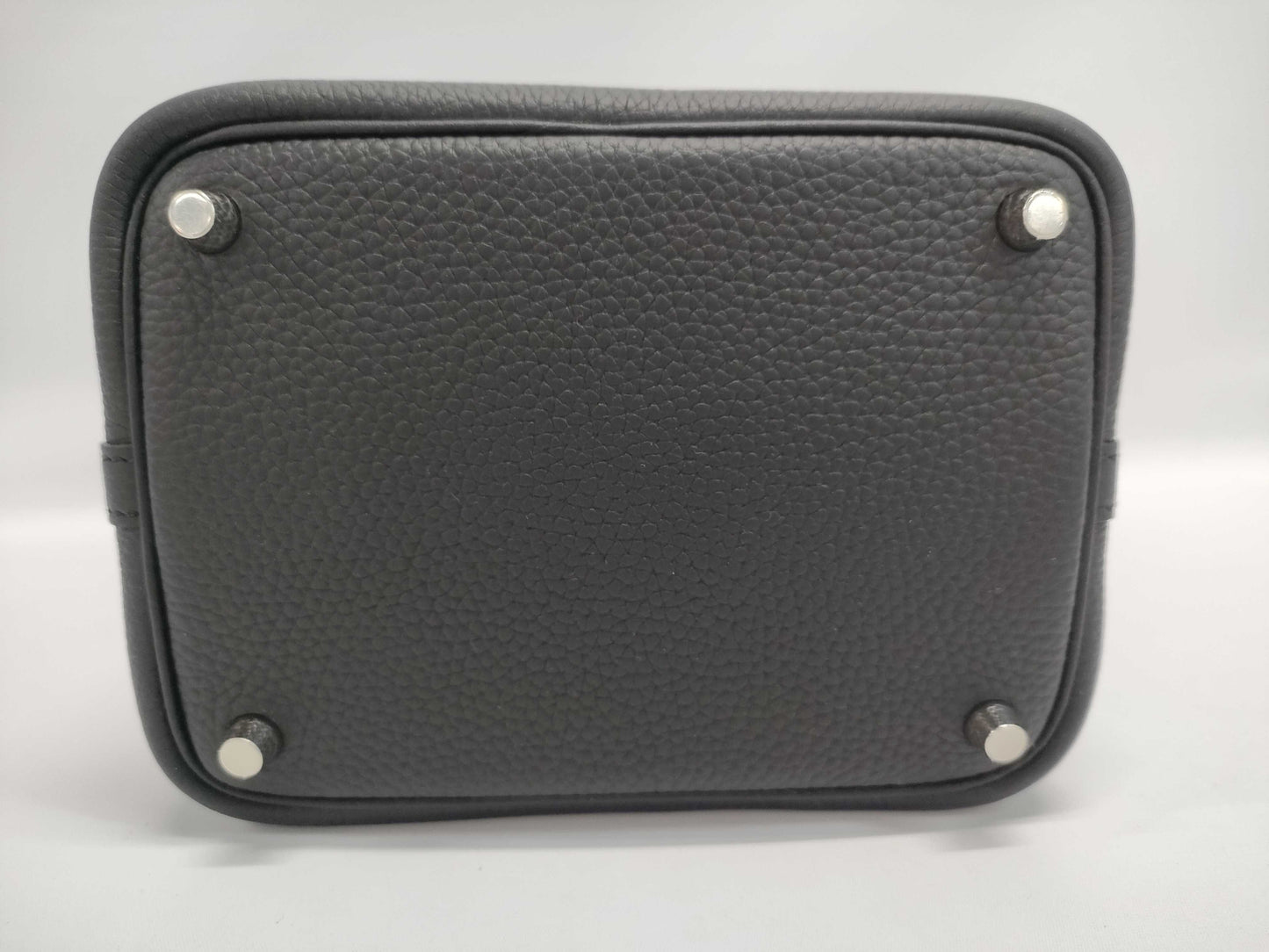 HERMES Picotin Lock 18 PM Taurillon Clemence Leather Handbag in Black with Silver Hardware and K Stamp