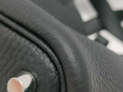 HERMES Picotin Lock 18 PM Taurillon Clemence Leather Handbag in Black with Silver Hardware and K Stamp