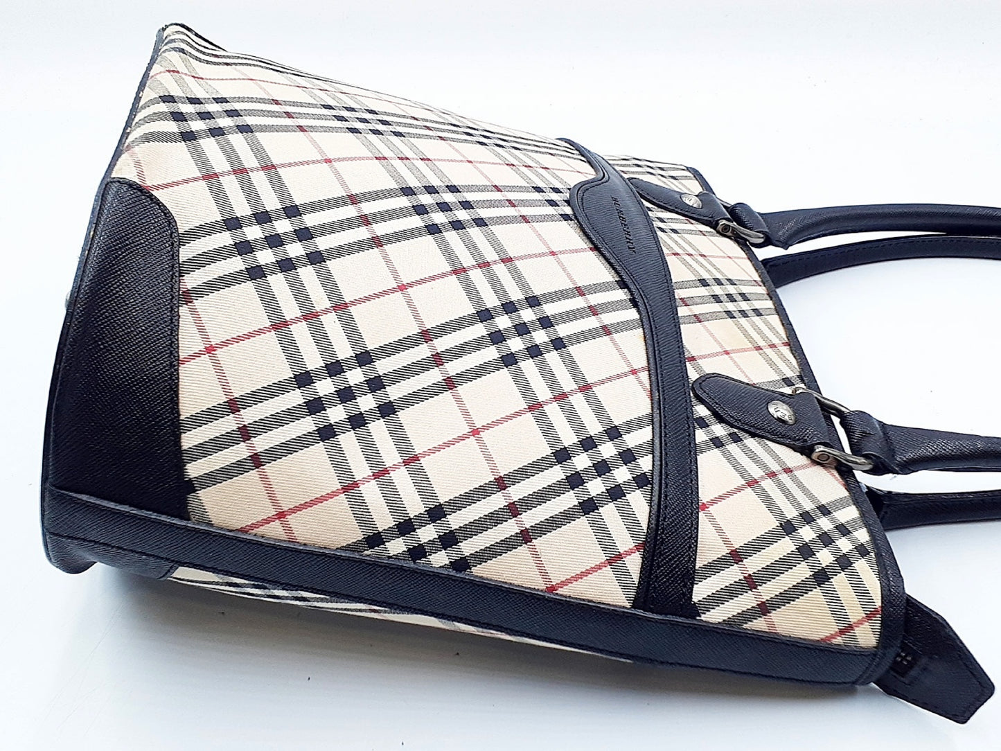 BURBERRY Nova Check Leather Tote Bag