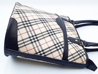 BURBERRY Nova Check Leather Tote Bag