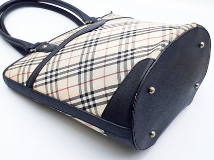BURBERRY Nova Check Leather Tote Bag