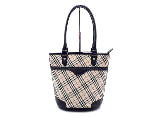 BURBERRY Nova Check Leather Tote Bag