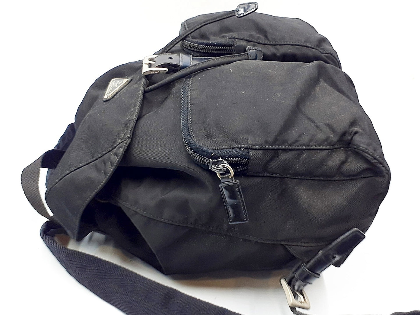 PRADA Nylon Black Triangle Plate Backpack