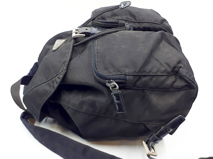 PRADA Nylon Black Triangle Plate Backpack