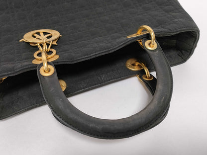 Dior Lady Dior Cannage Bag, Nylon with G Hardware, Black Handbag 