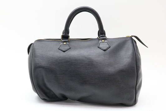 LOUIS VUITTON Epi Noir Speedy 30 Handbag