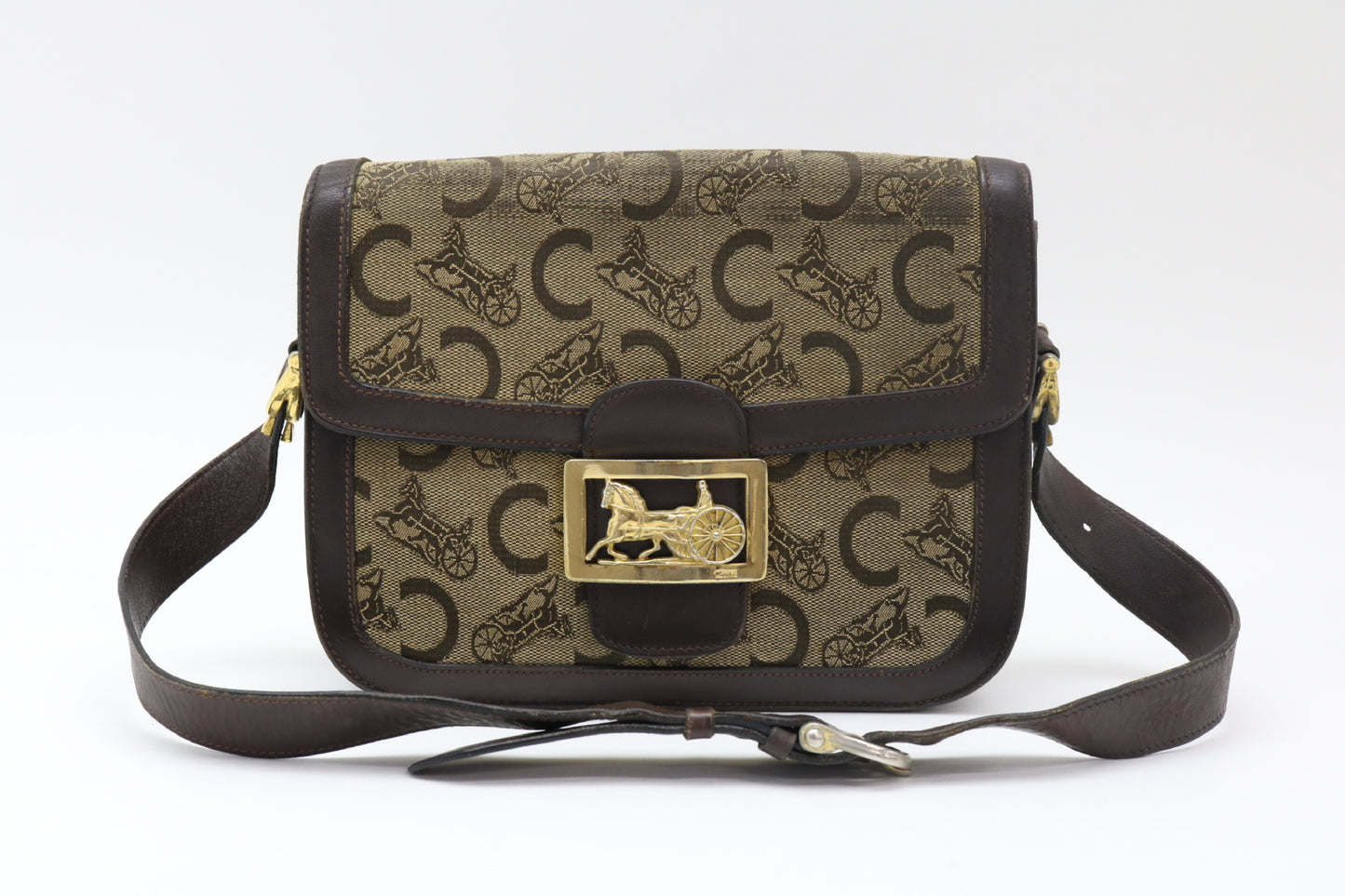 CELINE C Macadam Shoulder Bag