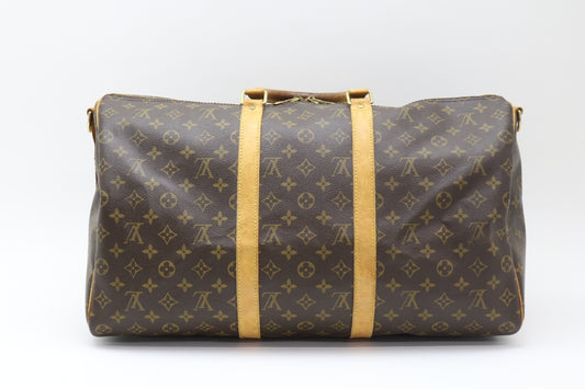 LOUIS VUITTON Monogram Keepall Bandouliere 55 Boston Bag