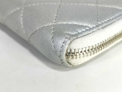 CHANEL Matelasse Round Zip Long Wallet Lambskin Wallet