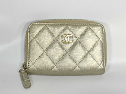 CHANEL Caviar Skin Matelasse No. 22 Coin Case/Card Case/Wallet