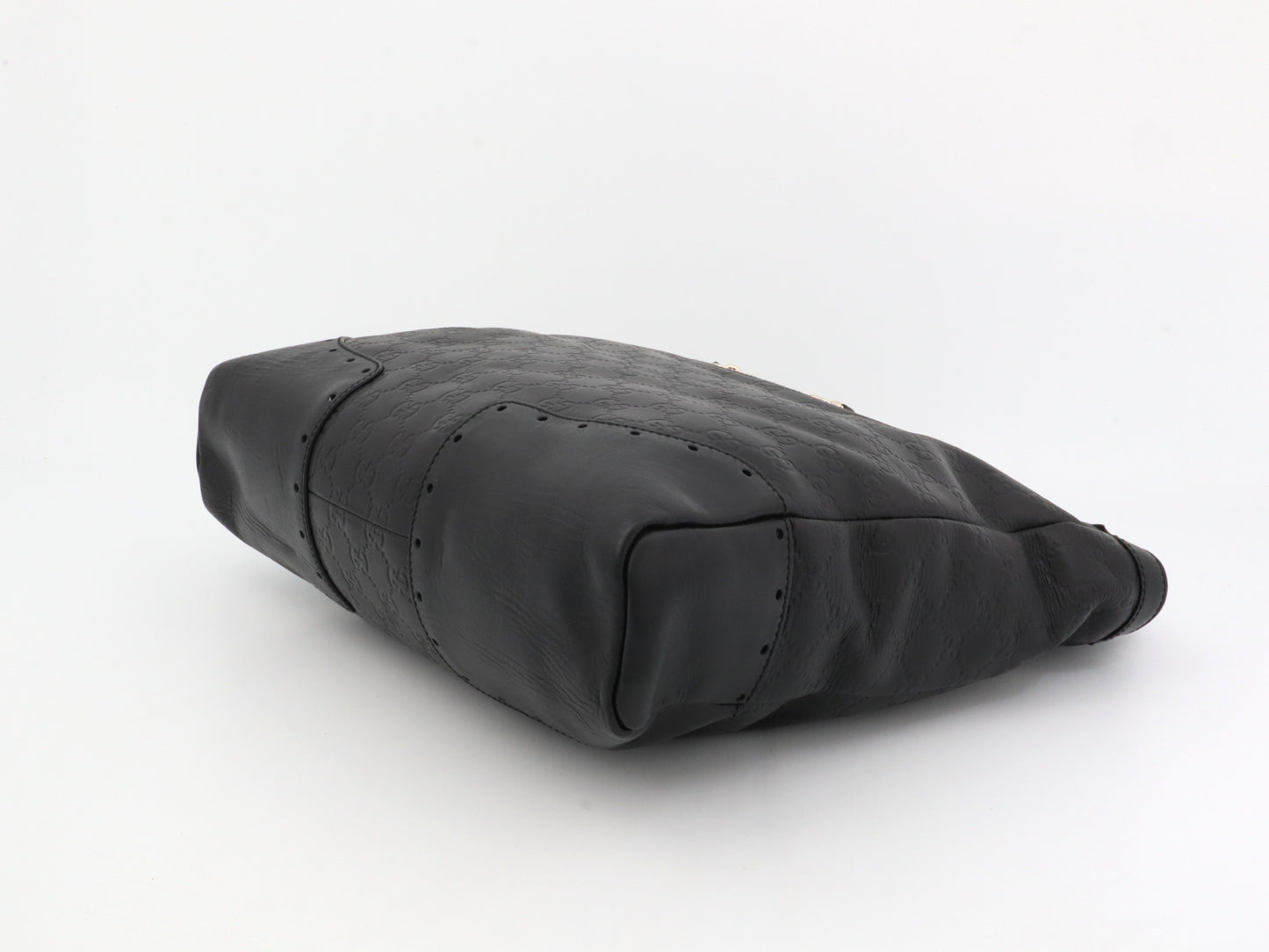 GUCCI Guccissima Horsebit Leather Black W35cm 145777 Handbag