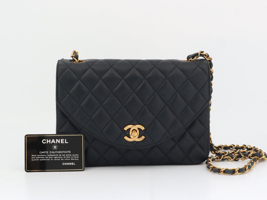 CHANEL Matelasse Lambskin Shoulder Bag with Seal and Card, No. 1, W23cm, Chain