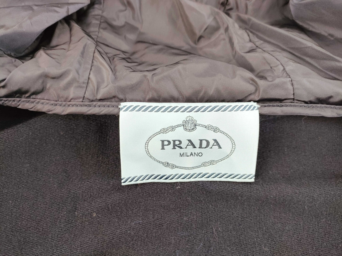 PRADA Prada Blue Tag Hoodie with Nylon and Rubber Logo