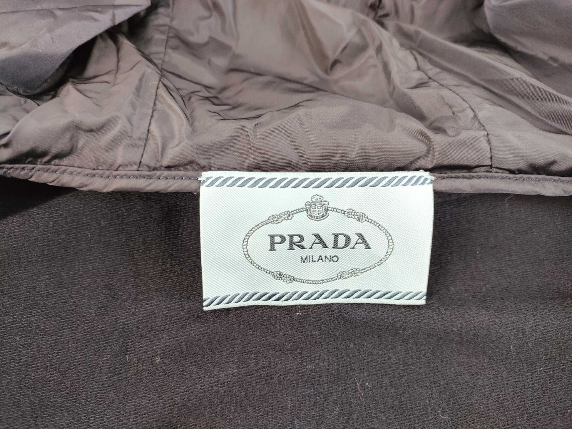 PRADA Prada Blue Tag Hoodie with Nylon and Rubber Logo