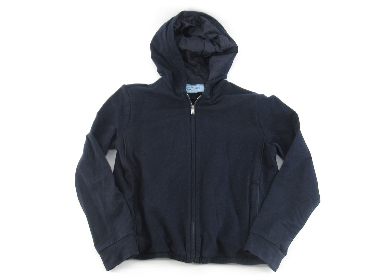 PRADA Prada Blue Tag Hoodie with Nylon and Rubber Logo