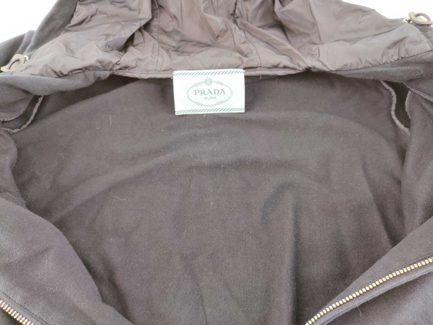 PRADA Prada Blue Tag Hoodie with Nylon and Rubber Logo